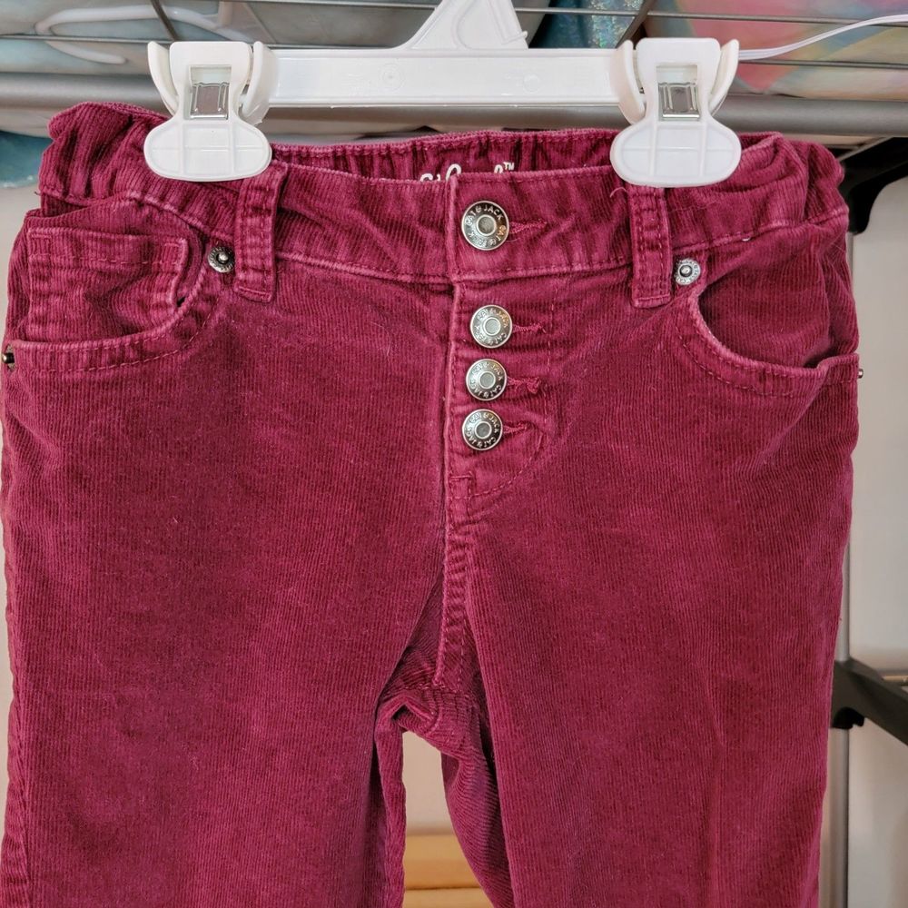 Cat & Jack Corduroy Skinny Super Stretch Girls Pants Maroon Button Fly - Size 7